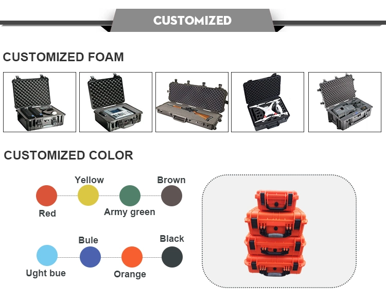 Custom Logo Color Plastic Watertight Drone Storage Case with Foams