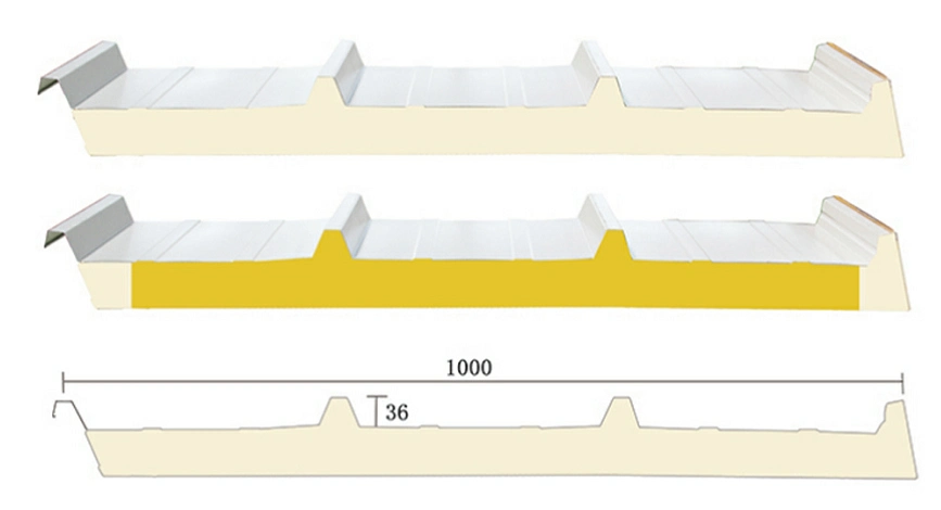 50mm Metal PU Foam Composite Sandwich Panel Cladding for Construction