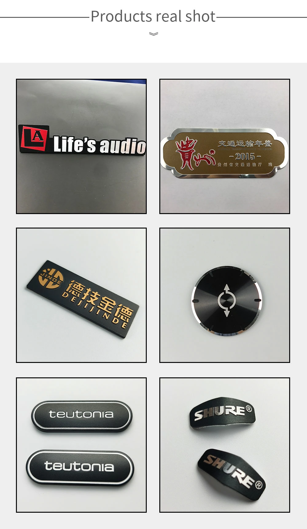 Custom Stamping Aluminium Logo Metal Stickers Label with Foam Tape Metal Aluminium Brand Logo Name Plate