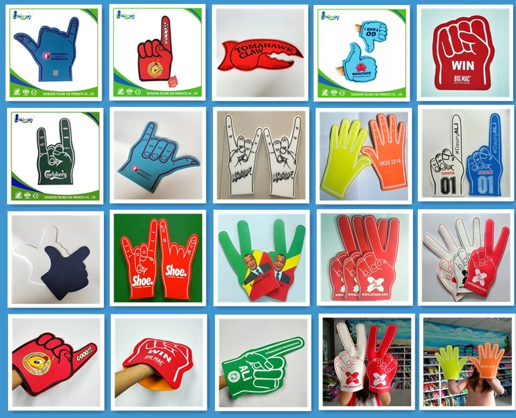 Factory Supply Popular EVA Foam Hand Sponge Printing Logo Wave Cheering Foam Finger Foam Hand