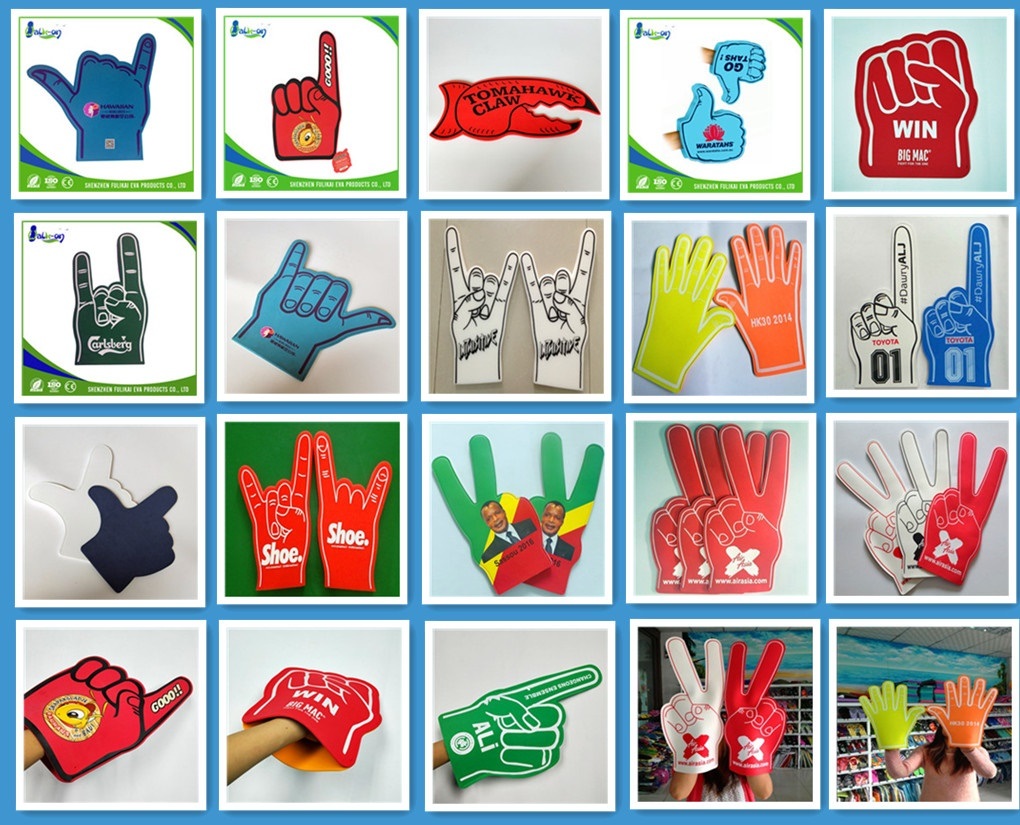 Popular Foam Hand Sponge Printing Logo Wave Cheering Foam Finger Foam Hand