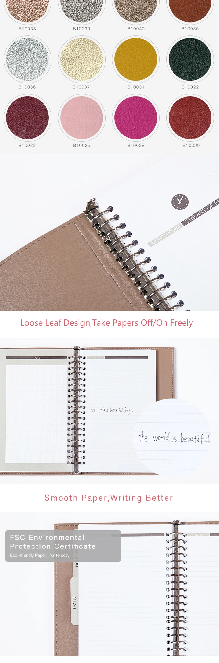 Luxury Business Foam Cover Agenda Zipper Planner Diary Journal Notebook (158mm*220mm)