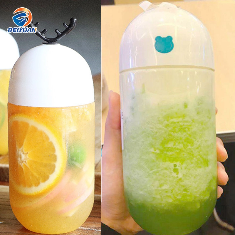 Cold Juice Capsule Shaped U-Shaped Bottle Pet Plastic Bottle for Milk Tea