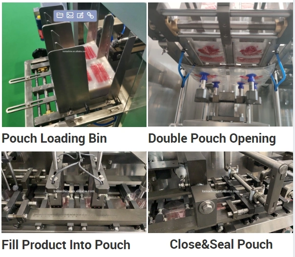 Double-Pouch Food/Liquid/Snack/Beans/ Grain/Rice/Nuts/Peanut/Sugar/Sauce/Flour/Oil/Tea/Juice Filling and Packing Machine for a Variety of Sizes and Materials