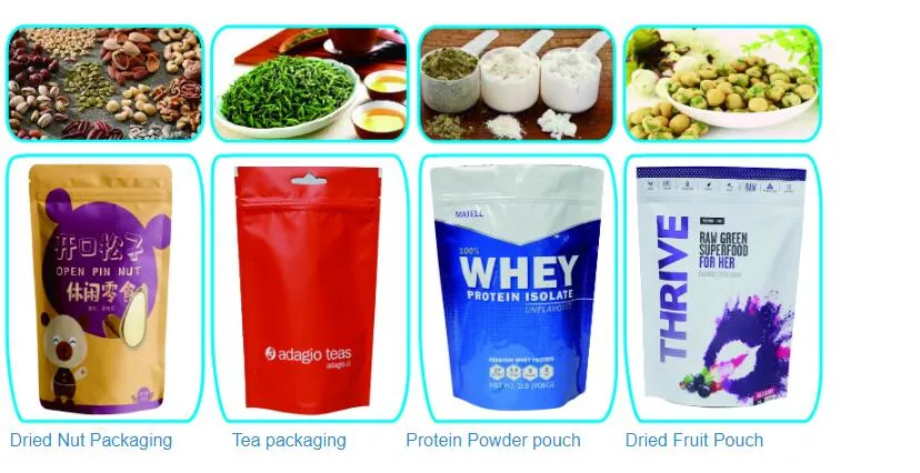 New Style Stand up Pouch Plastic Pouches Tea Packing Mylar Zipper Bags with Logos and Window