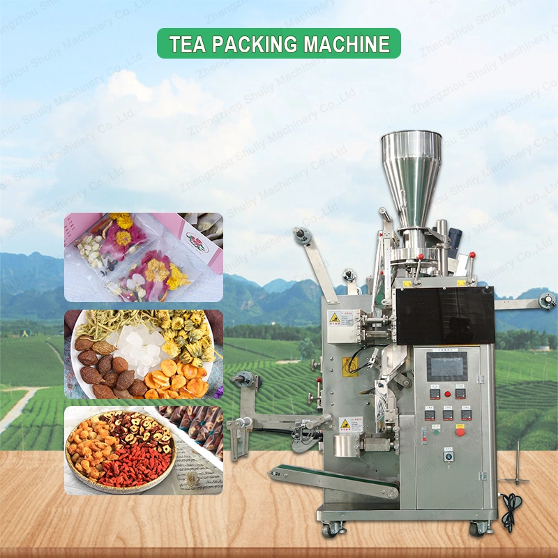 Automatic Double Tea Envelope Small Sachet Tea Bag Packaging Packing Machine with String and Tag