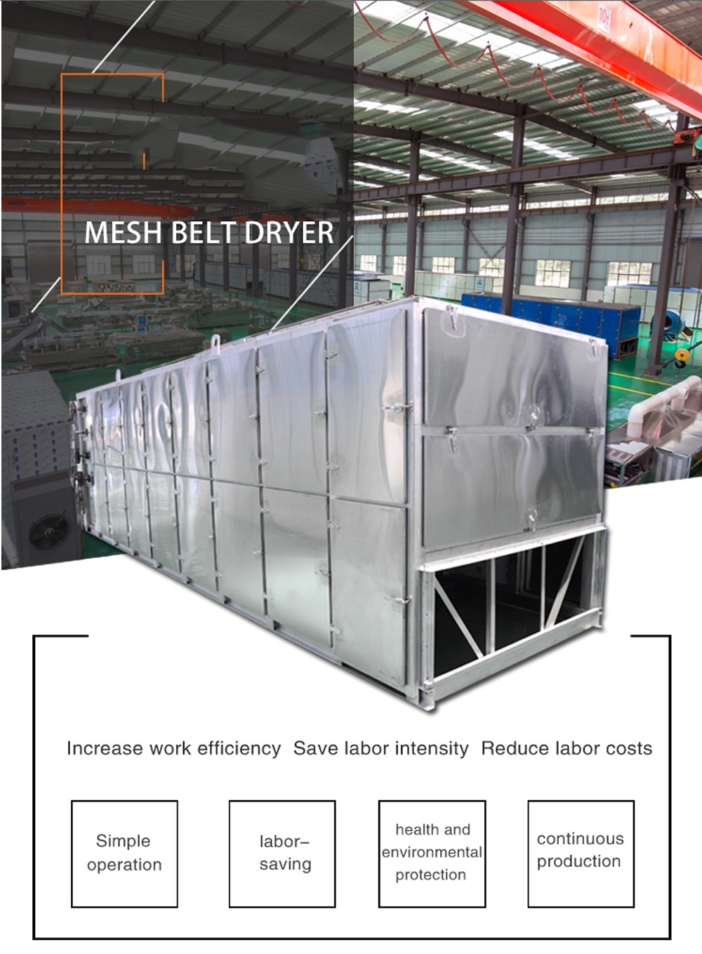 Belt Dryer Drying Machine for Food, Vegetable, Fruit, Tea, Cassava Chips, Cocoa Beans