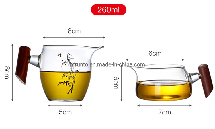 Manufacture Glassware Mini Glass Tea Pot with Wooden Handle Wholesale Cute Glass Cup for Tea