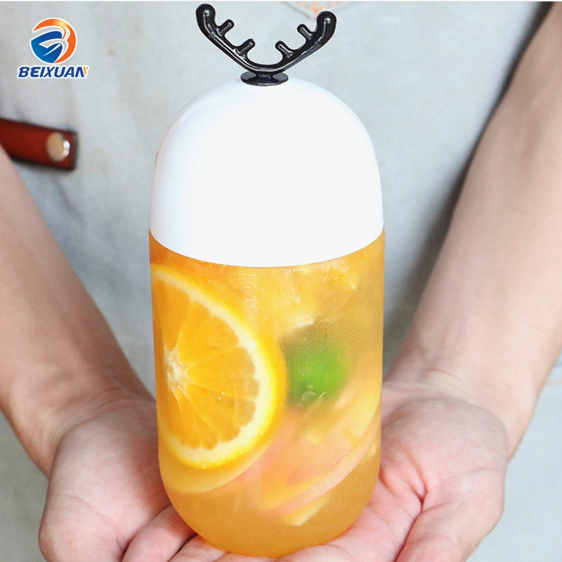 Cold Juice Capsule Shaped U-Shaped Bottle Pet Plastic Bottle for Milk Tea
