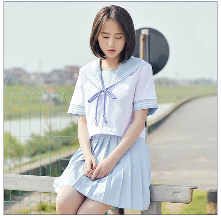 Japanese School Uniform Long-Sleeved Shirt Pleated Skirt Sailor Suit Girls High School Sexy School Uniform