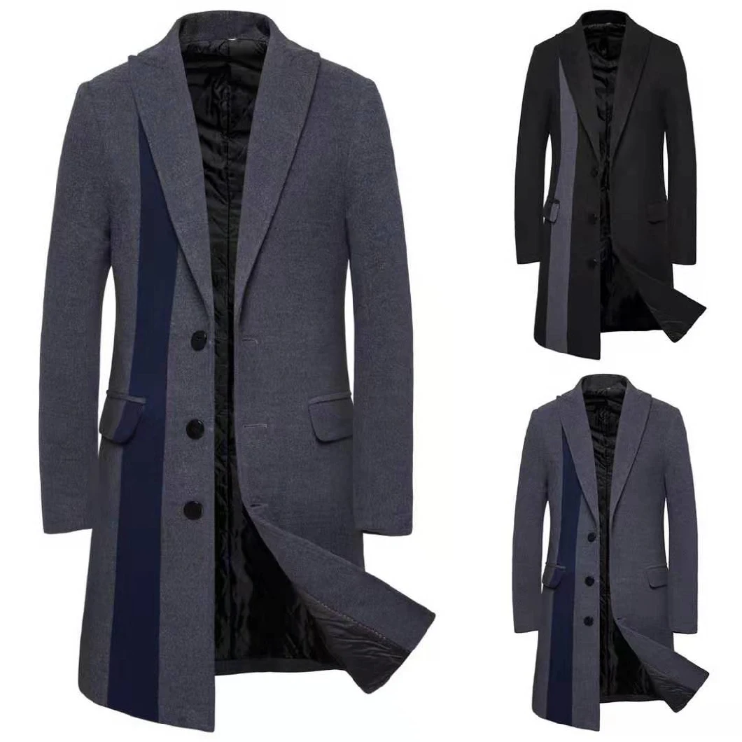 New Plaid Notch Lapel Collar Single Breasted Overcoat Men Coat