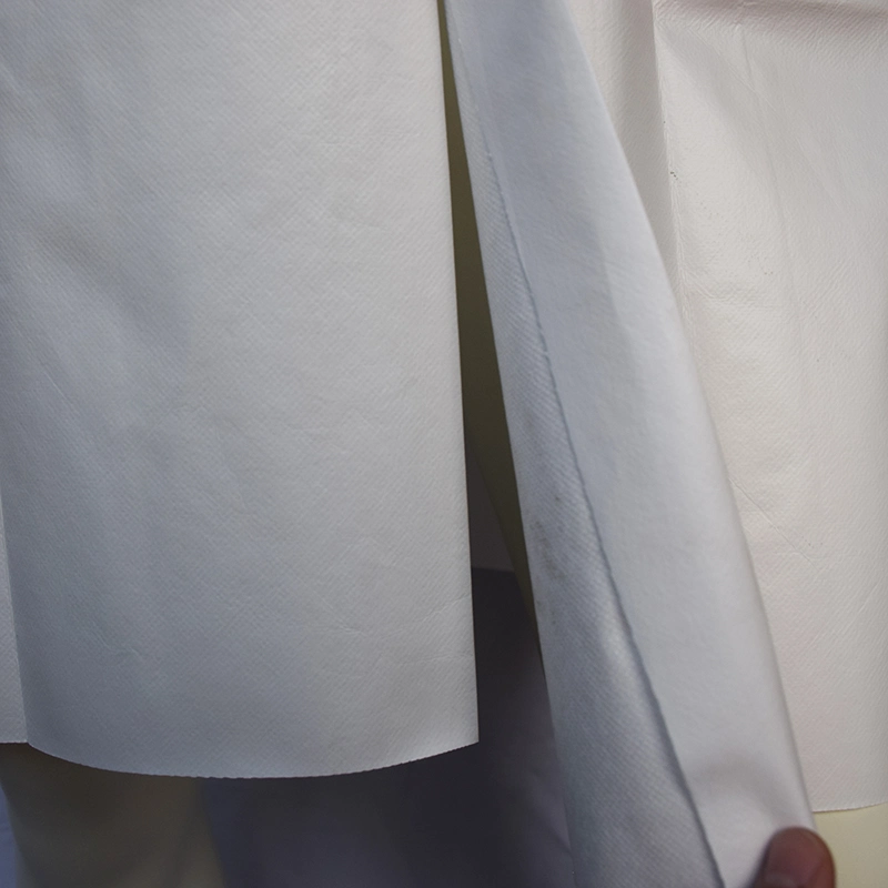 Disposable Microporous Lab Coat with Double Collar, Waterproof Lab Coat