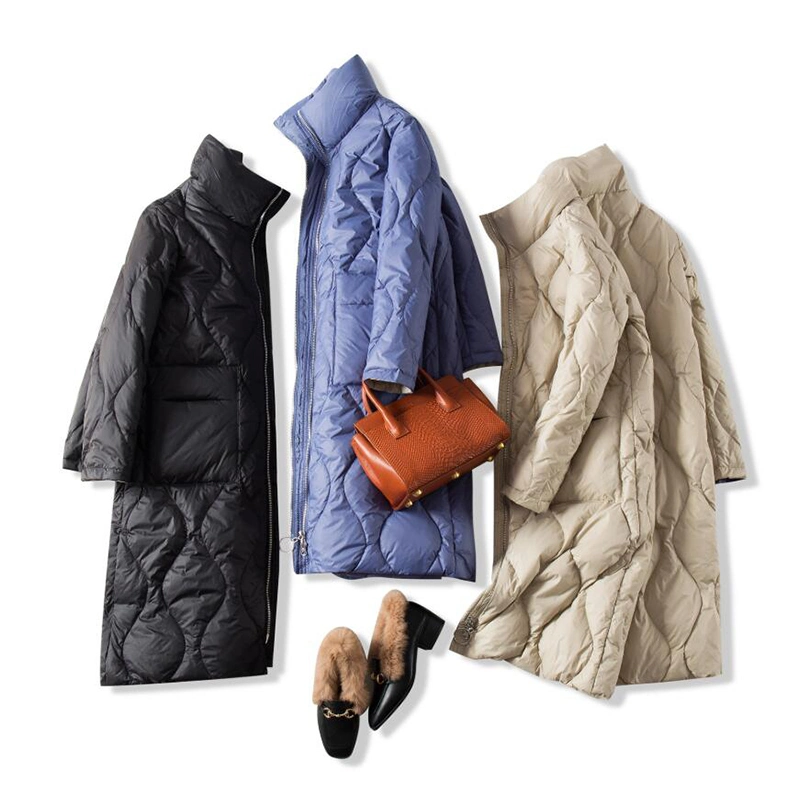 Winter Women Stand Collar Solid Quilted Jacket Female Loose Oversized Female Parkas Down Coat