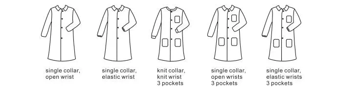 Knitted Collar 3 Pockets Lab Coat Blue Color or OEM Color PE Laboratory Coat