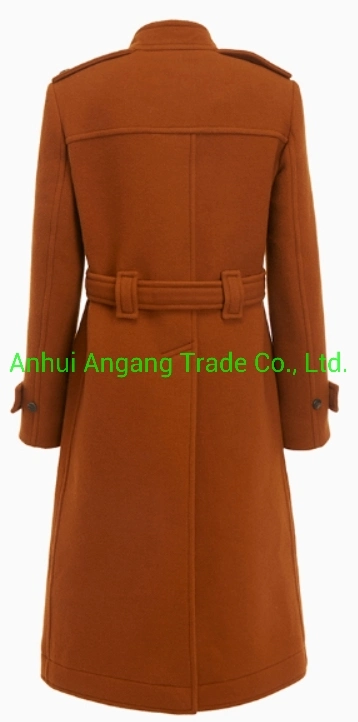 Single Breasted Belt with Versatile Ladies Long Wool Coat Coat Coat