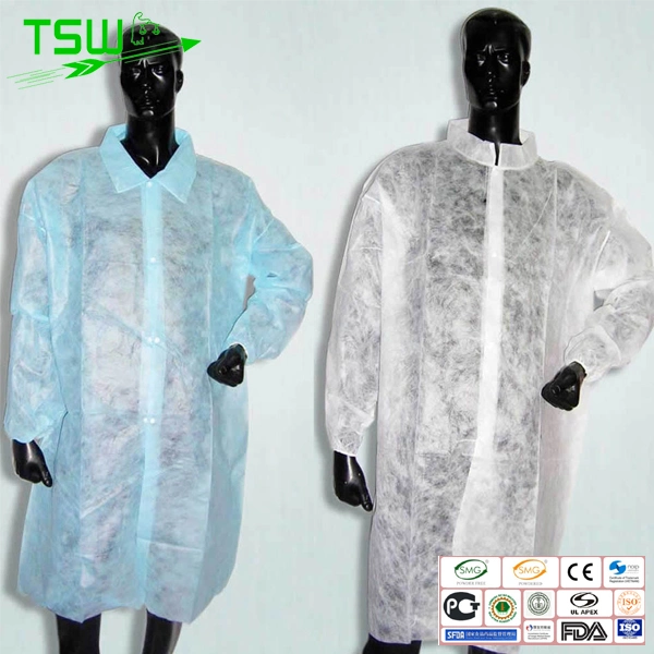 SMS Lab Coat PP Non Woven Lab Coat for Men Women Working Uniform with Pockets