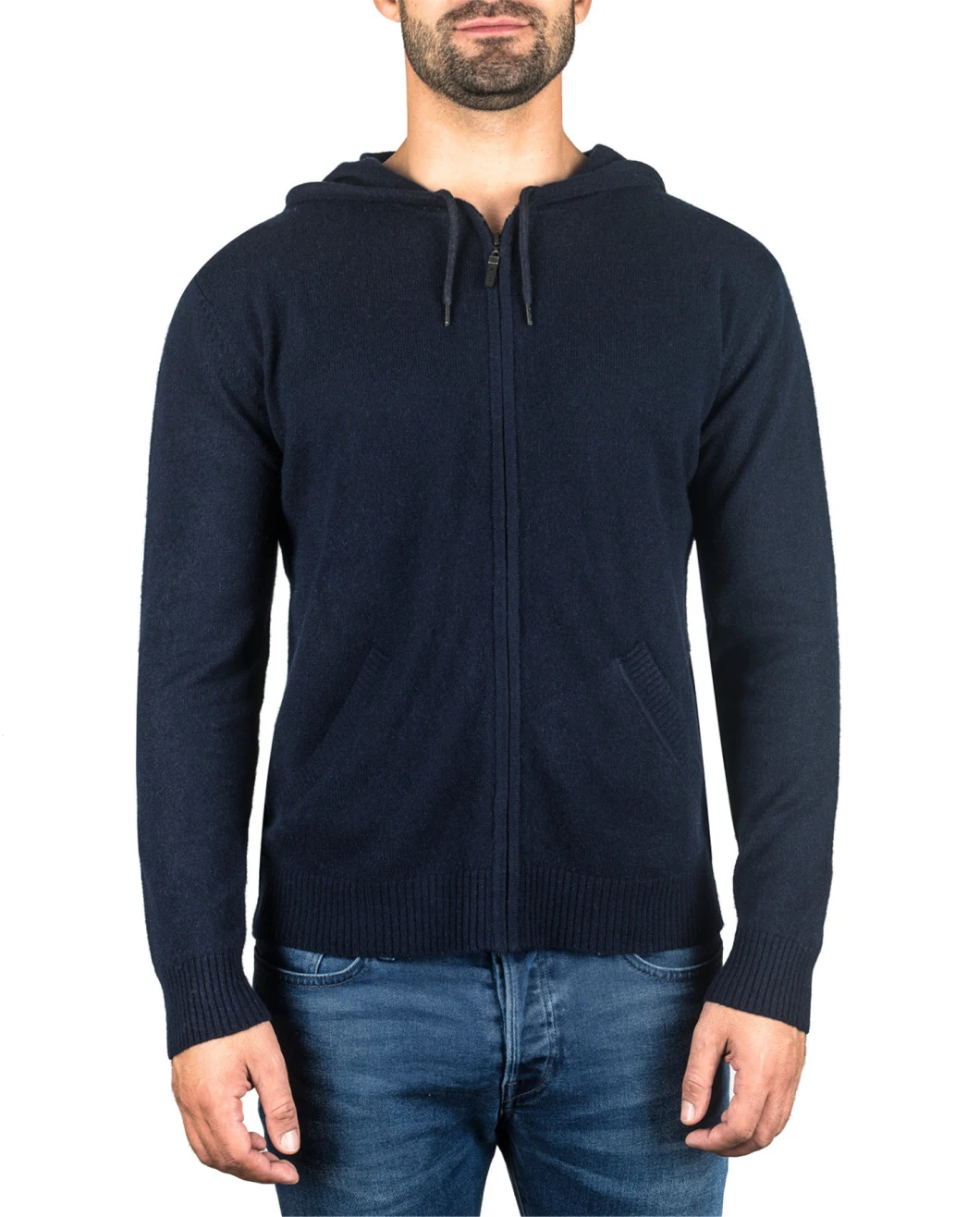 High Quality Cashmere Sweater Cardigan Coat Full Zip Hoodie Zipper Hood