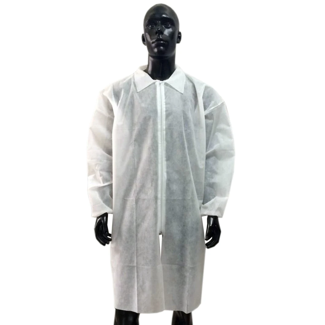 V-Collar Lab Coat with Snaps, Disposable Nonwoven Lab Coat