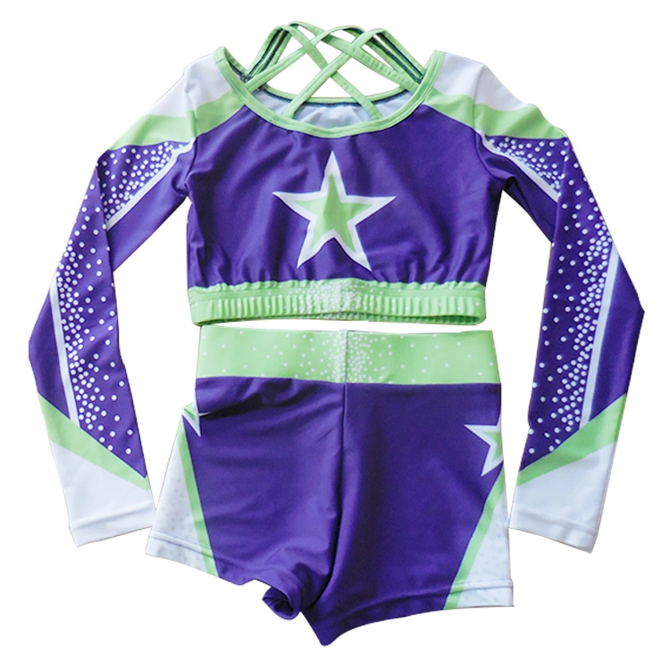 Custom Sportswear Clothing Kids Wholesale Fitness Cheerleading Uniform Outfits Rhinestone Cheer Uniform