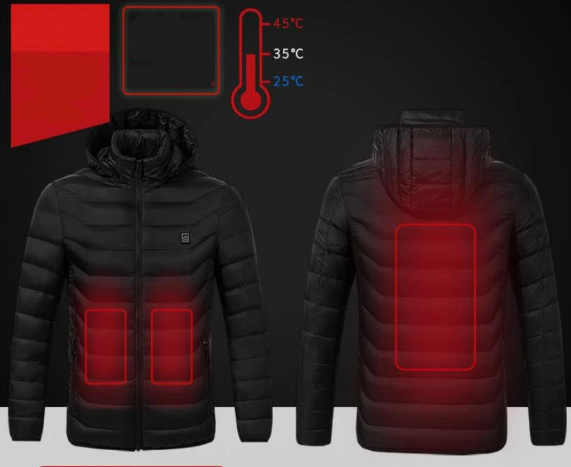 Winter Back and Abdomen Intelligent Heating Cotton Padded Jacket Hooded Heating Cotton Coat