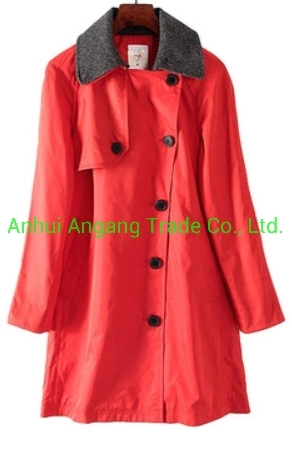 Women's Bright Red Long - Sleeved Single - Breasted Fashion Coat