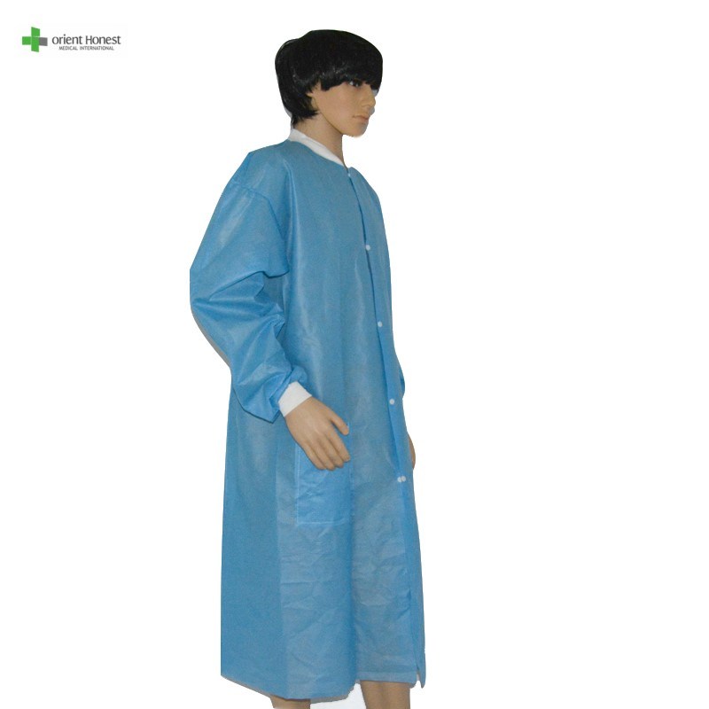Disposable Lab Coat with Collar Disposable Lab -Gown with Collar Disposable Visit Coat with Collar Disposable Visit Clothing with Collar Medical Supplier