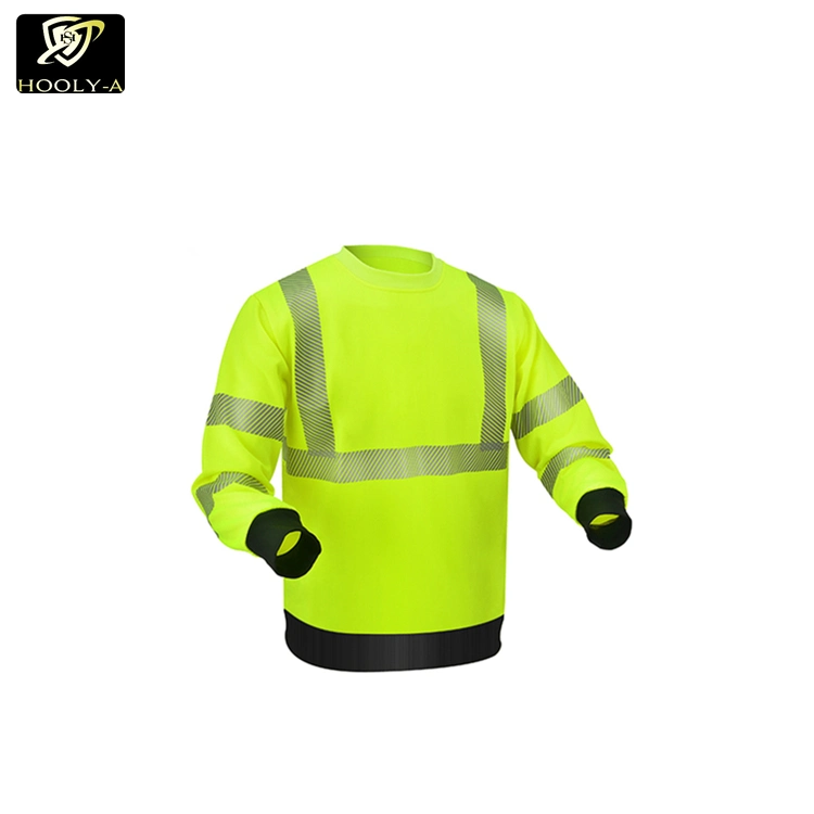 Durable Work Shirts High Visibility Fluorescent Yellow or Orange Polo Shirt Reflective Safety Long Sleeve Shirts