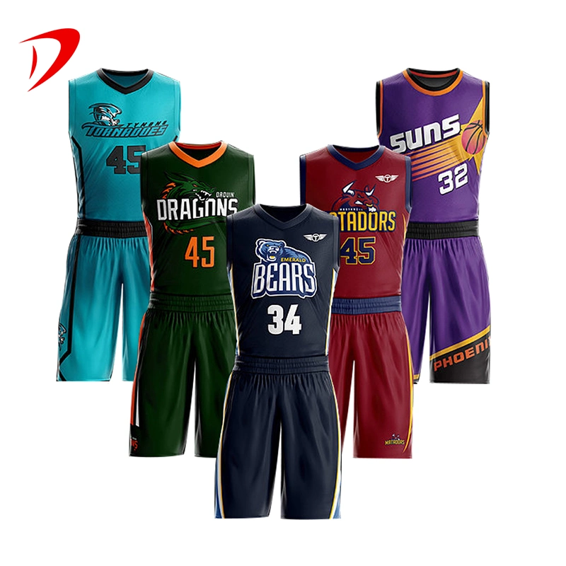 Reversible Basketball Uniform Set Style Uniforms Youth Shorts and Shirts Team Sublimation Polyester Wholesale Basketball Set