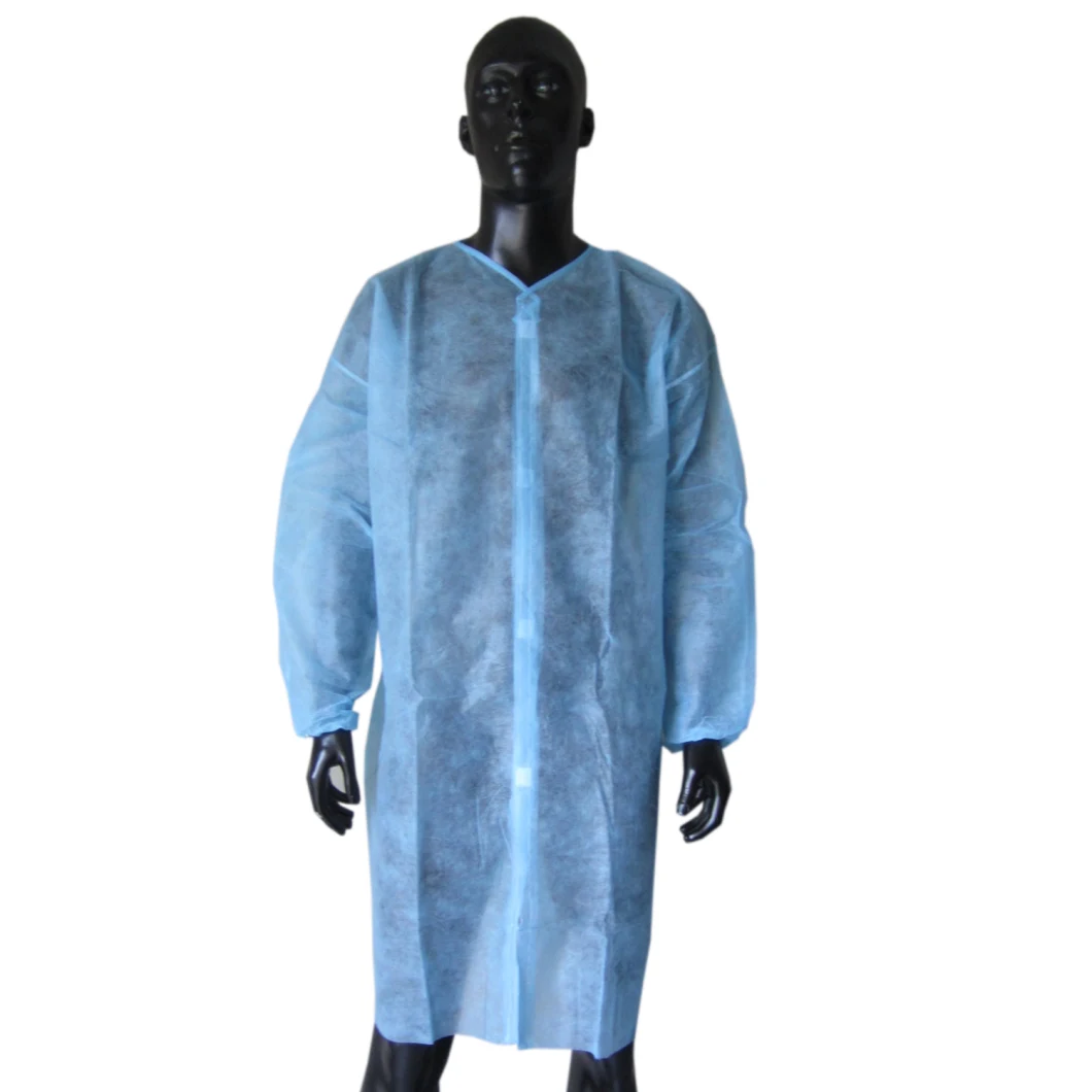 V-Collar Lab Coat with Snaps, Disposable Nonwoven Lab Coat