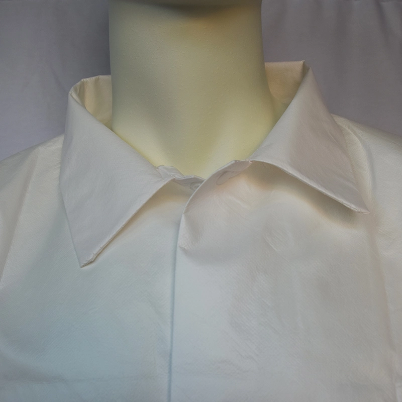 Disposable Microporous Lab Coat with Double Collar, Waterproof Lab Coat