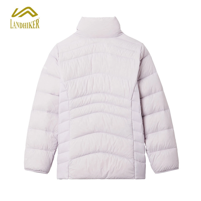 Lavender Purple Girls Winter Outdoor Padding Jacket with Sherpa Stand Collar Lining Kids Winter Coat