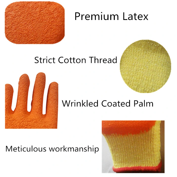 Latex Coated Cotton Work Gloves Rubber Coated Cotton Glove