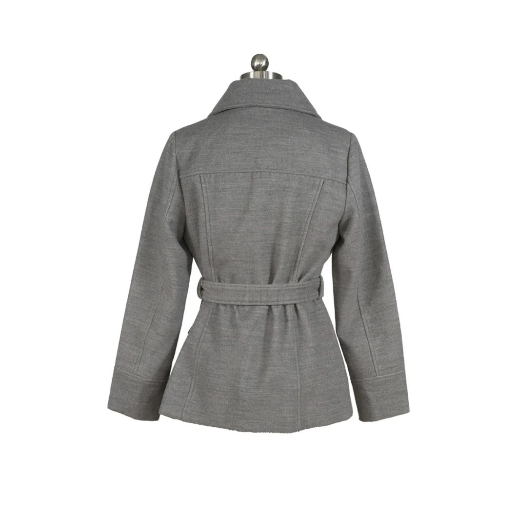 Women's Double Breasted Coat with Tie Belt
