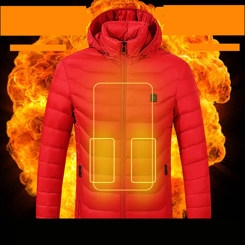 Winter Back and Abdomen Intelligent Heating Cotton Padded Jacket Hooded Heating Cotton Coat