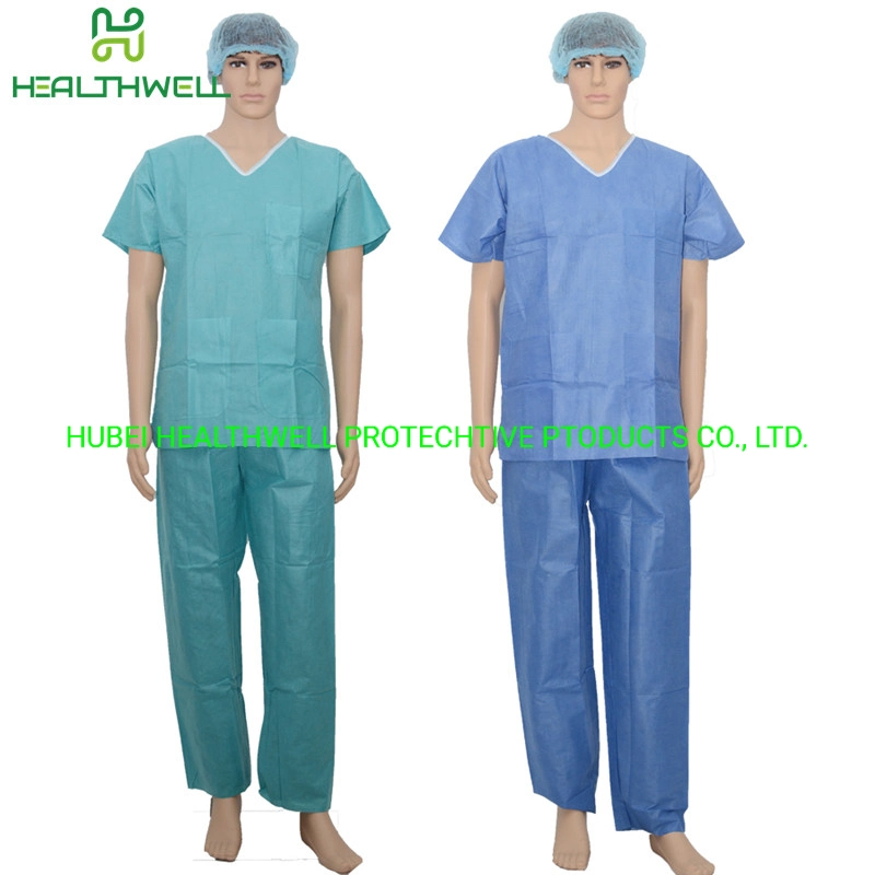 Medical Opertaing Room Nurse Uniform Disposable SMS Short Sleeve Scrubs Suits