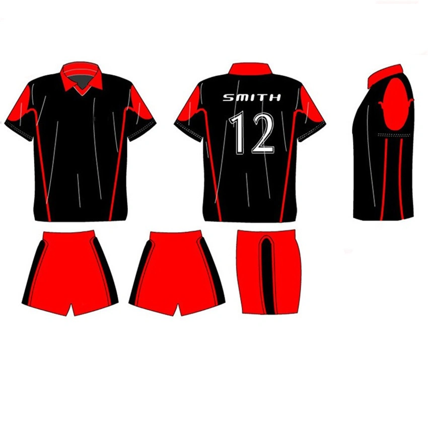 New Design Sublimated Boy Red Black Soccer Uniforms