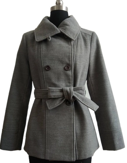 Women's Double Breasted Coat with Tie Belt