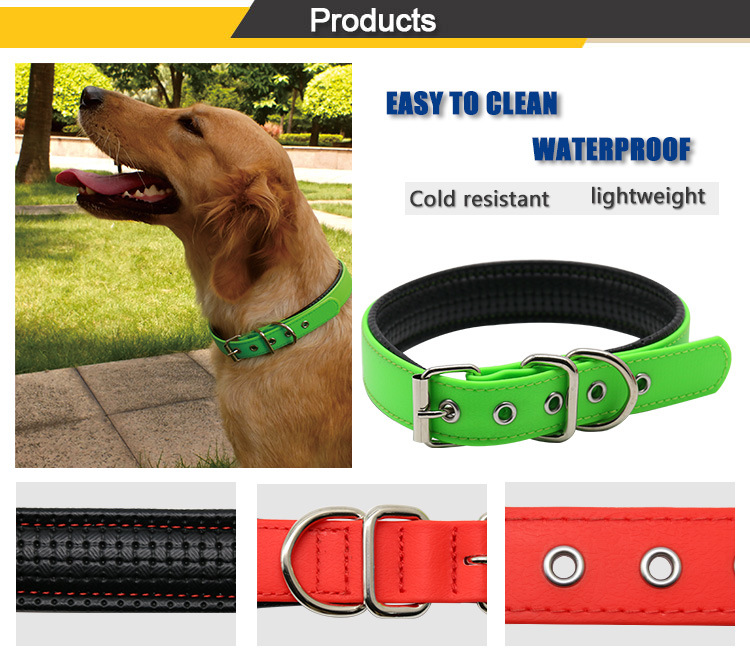 Waterproof Pet Dog Training Collar, PVC Coated Nylon Pet Collar Leash with Soft Padded Liner