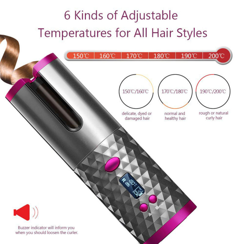 USB Rechargeable Hair Curling Iron Hair Curler Automatic Curling Iron