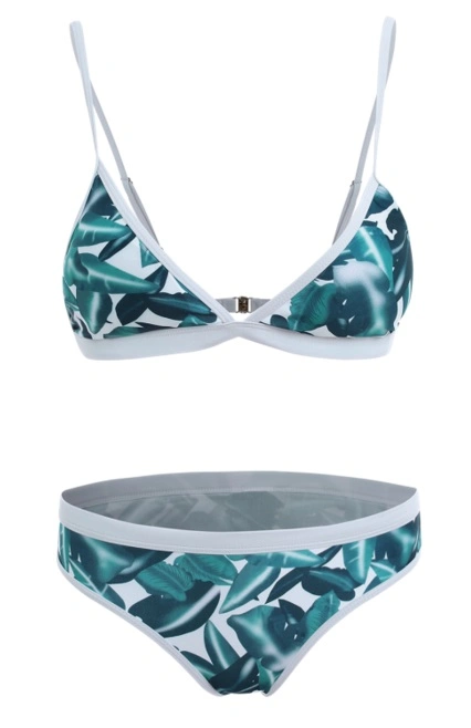 High-Cut Leaf Print Bikini Set