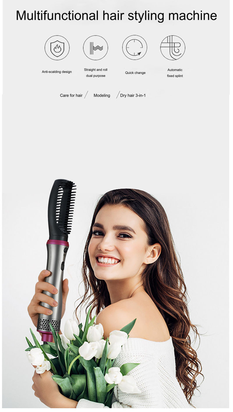Professional Electric Hair Wand Hair Dryer Air Brush Straightener Curler Hairbrush Hot Hair Brush USB Charging Curling Comb
