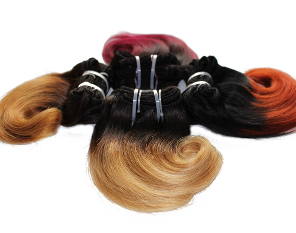 8inchs Short Wavy Weave Two Tone Ombre Human Hair Weft