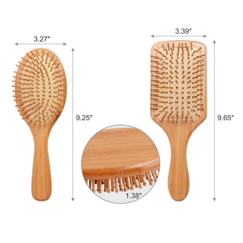 Bamboo Hair Brush Organic Biodegradable Hair Brush for Massaging Scalp Big Handle