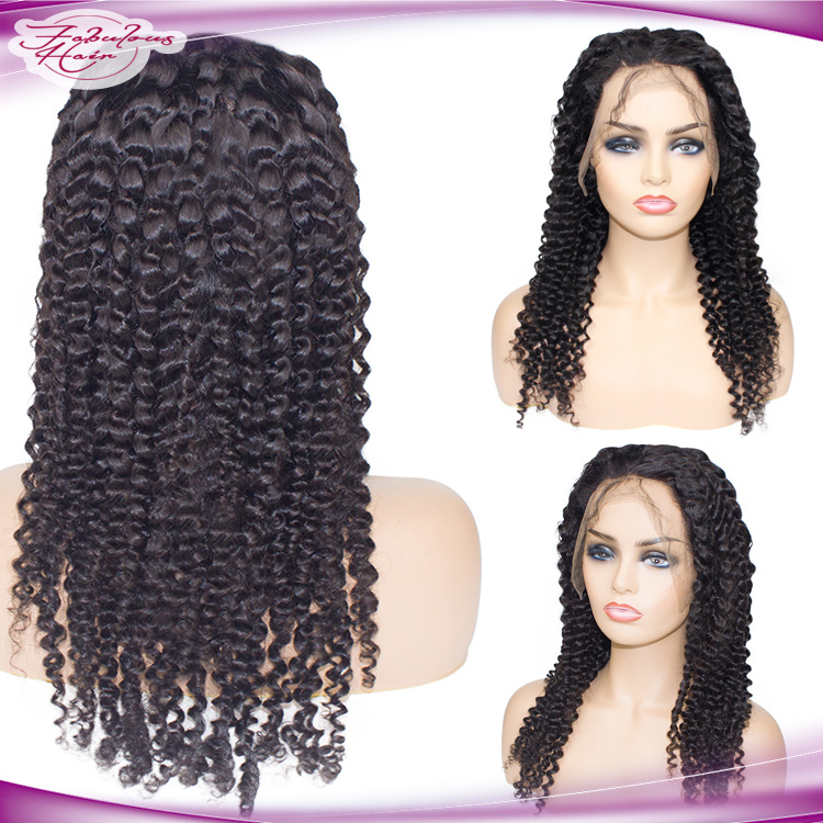 Natural Black 100% Human Hair Lace Wigs with Curly Hair