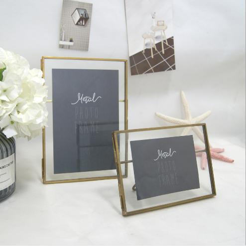 Home Furnishing Individual Creative Picture Frame Decoration Craft Creative Iron Art Geometric Glass Metal Stereo Picture Frame