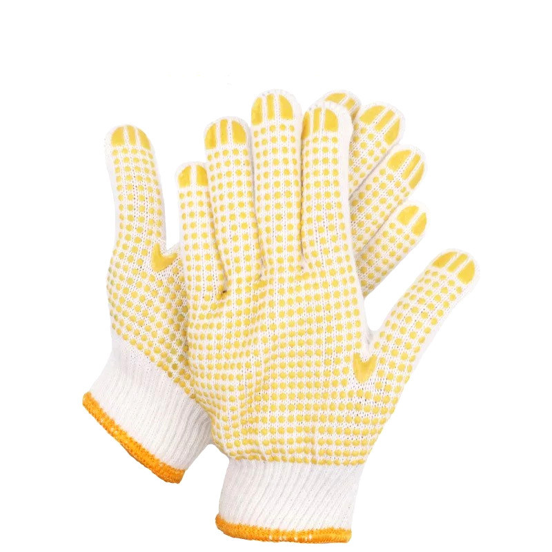 Good Price Cotton Gloves with Rubber Dimples