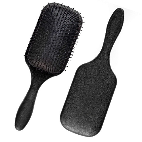 Premium Quality Straight & Smooth Paddle Hair Brush, Detangling Brush for Men and Women, Great on Wet or Dry Hair (BLACK)