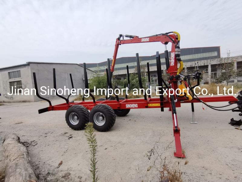 Timber Trailer with Rotary Log Grapple Crane for Palm Fruit / Log/ Timber/ Sugarcane / Cane/ Bamboo