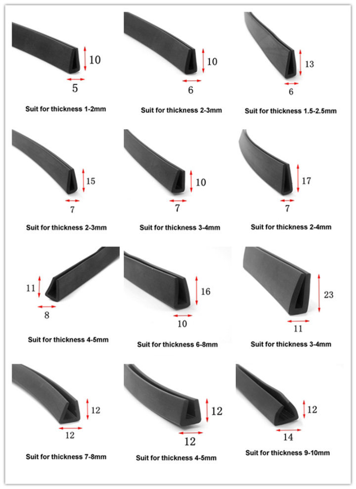 Capping Rubber U Shaped Rubber Seal for Screen Protection Rubber Seal Strip