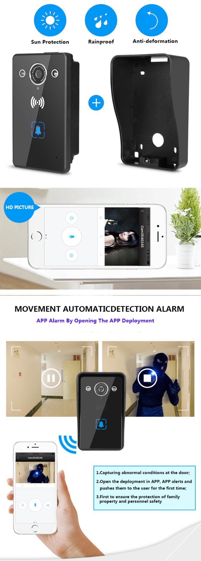 Wireless Video Camera Doorbell for Home Security